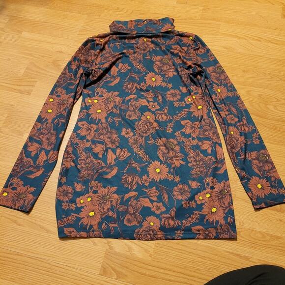 Zara Floral Printed Long Sleeve Polo Dress Size S Boho Hippie Preppy - Picture 6 of 6